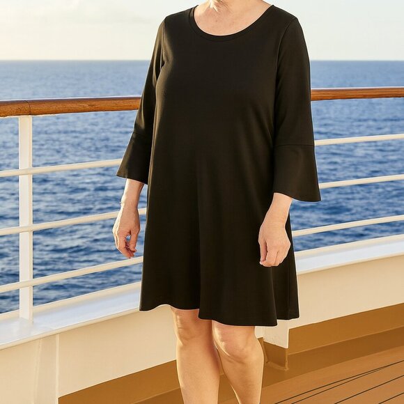 Eileen Fisher Dresses & Skirts - EILEEN FISHER Black Knee Length Casual Minimalist Travel Lounge Dress Size M